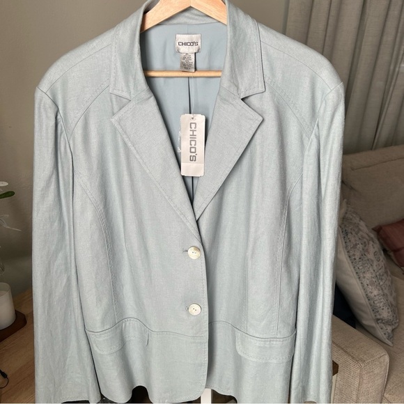 Chico's Jackets & Blazers - Chico’s Captiva Isle Trentino Jacket Light Blue Size 3 NWT $128